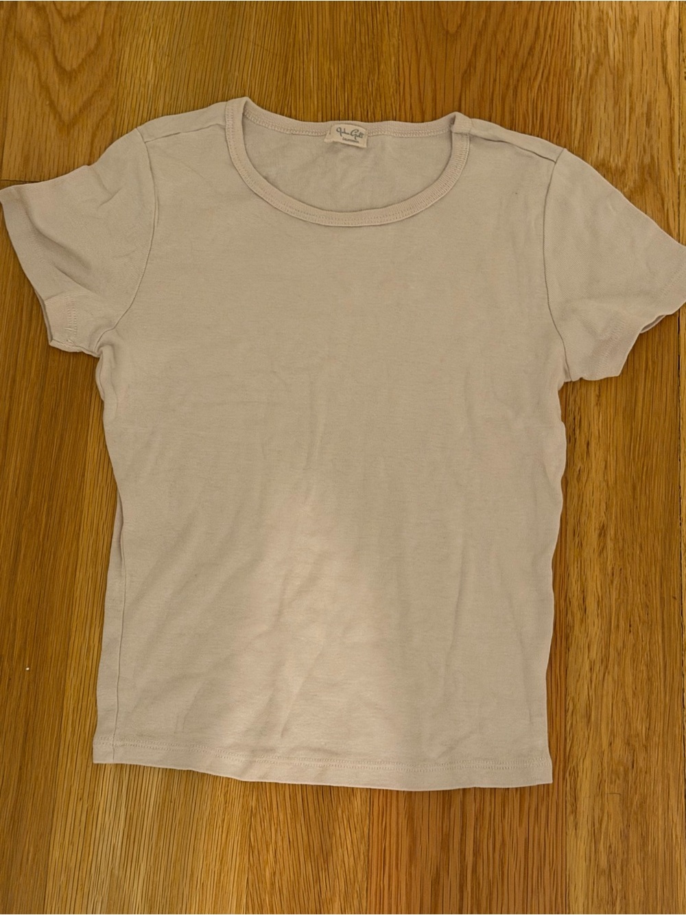 Brandy Melville Light Cream Short Sleeve Crew Tee